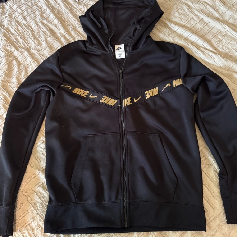 Nike Tech Black Hoodie with Gold Accents